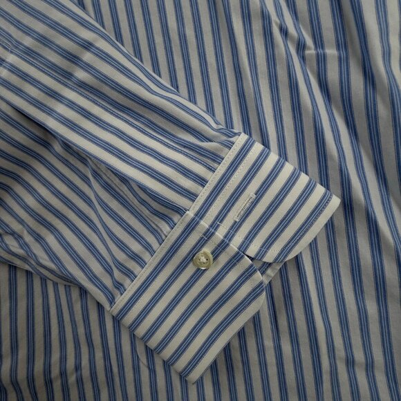 Brooks Brothers Non Iron Button Up Long Sleeve Men Classic 16.5 33 Striped Blue - Picture 11 of 15